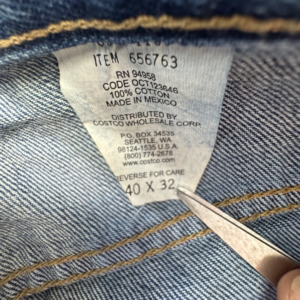 Kirkland Signature Jeans‎ Mens 40x32 Blue Excellent Straight Leg 100% Cotton
